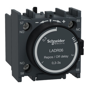 Per SCHNEIDER ELECTRIC LADR06 TeSys D - Blocco contatti ausiliari con temporizzazione 1 NO + 1 NC, terminali a morsetto ad anello, timer - Product Image 1