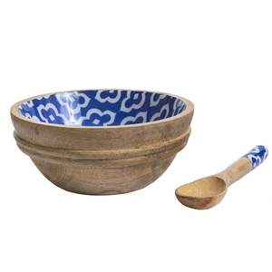 Bol en bois décoratif imprimé fait à la main par des artisans qualifiés avec un design artisanal indien unique pour la présentation de cadeaux à Low Coast - Product Image 4