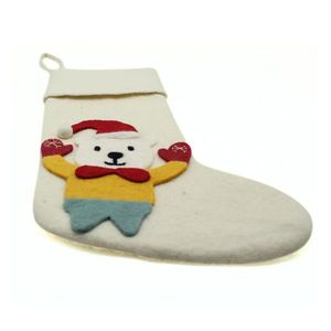 Traditional Felt Christmas Stocking Decoration Handmade 100% pure New Zealand <b>wool</b> Felt Christmas Stocking - Product Image 1