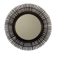 Miroir mural en métal avec cadre en forme de feuille, finition antique en cuivre, pour la décoration de la maison, du salon, de l'hôtel, du couloir, à suspendre au mur
