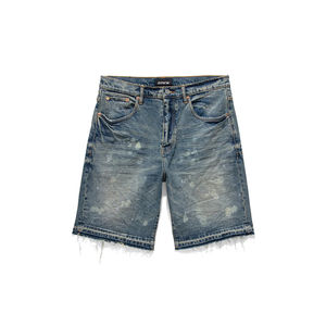 Short en jean vintage lourd pour hommes design personnalisé vêtements de rue d'été brodés et déchirés - Product Image 2