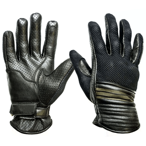 Summer Motorbike Leather & Mesh Black Gloves Motorcycle Auto Racing Wear Genuine Leather Gloves For Men - Product Image 3