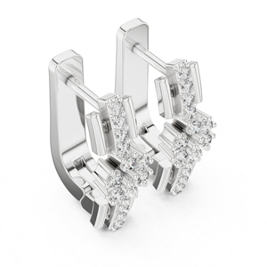 4K White <b>Gold</b> Round Cut Lab-Grown Diamond Drop <b>Earrings</b> for Women Luxury Certified Bridal Anniversary Gift Elegant Fine - Product Image 2
