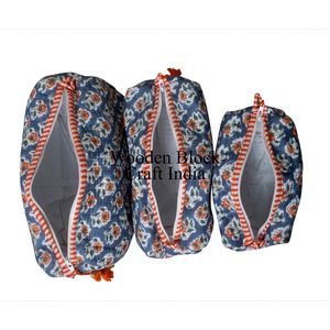 Vintage Handmade Bohemian Quilted 100% Cotton Cosmetic Organizer <b>for</b> <b>Bag</b> Set 3-Piece Reusable Small Makeup Pouches Unisex - Product Image 4