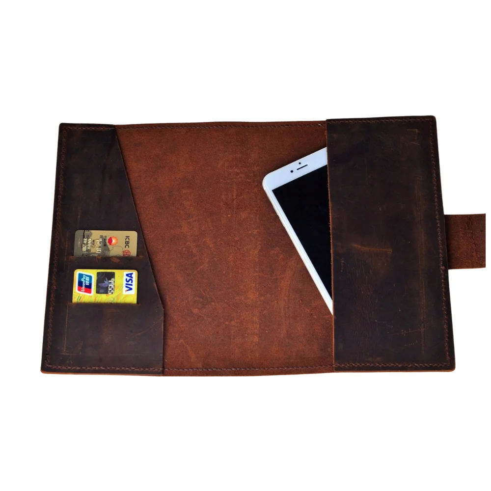 Кожаный чехол-книжка из натуральной кожи с гравировкой логотипа на заказ