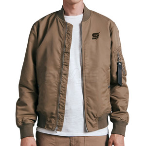 Nylon/Polyester <b>Canvas</b> Stand Collar Front Logo Lightweight Eco-Friendly High Quality Men's Winter Bomber <b>Jacket</b> Casual Oversized - Product Image 1