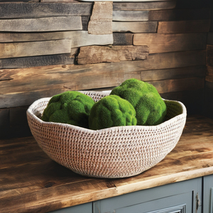 Tienphong ชามขอบโถหวายลายหอยเชลล์ชามเสิร์ฟผลไม้ตกแต่งด้วยมือสำหรับการตกแต่งภายในแบบชนบทและสไตล์โบโฮ - Product Image 3