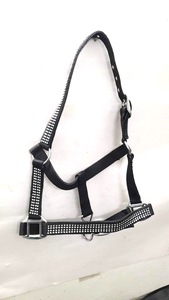 Vente en gros de harnais de course de chevaux de haute qualité, rênes en nylon rembourrées souples avec licous en PP imprimé rose noir vert - Product Image 6