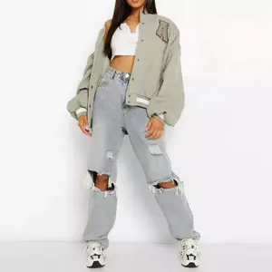 Custom logo Men Women Varisty Letterman Bomber Jacket Wholesale Super Quality Dark Black OEM ODM Wholesale - Product Image 5