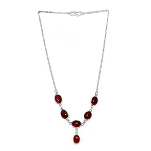 Collar con Colgante de Cornalina de Plata 925 Clásico para Mujer - Product Image 3