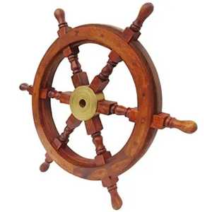 100% rueda de barco de madera hecha a mano suministros náuticos modelo de rueda de barco elegante decorativo para decoración Interior del hogar - Product Image 5
