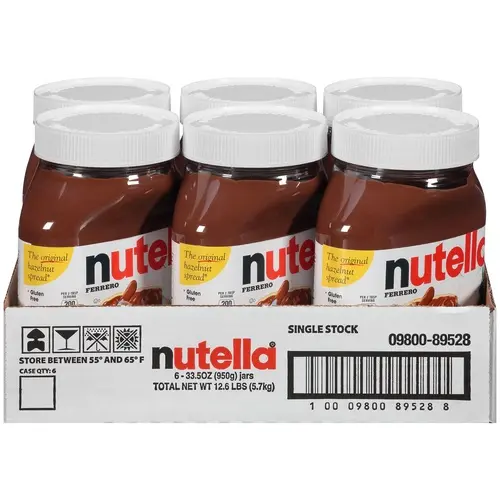 Nutella ช็อคโกแลตกล่องเต็ม24ชิ้นบรรจุภัณฑ์จำนวนมากอาหารสีน้ำตาลที่เป็นของแข็งขนม