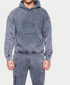 Latest Winter Acid Wash Tracksuit for Men Wholesale Customized Design with Hooded Collar Top Selling Solid Patterns - Product Image 4