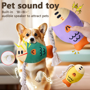 Jouets pour animaux de compagnie écologiques en gros, style dessin animé, pour chiens et chats, jouet à mâcher interactif résistant aux morsures, design en peluche de poisson - Product Image 2