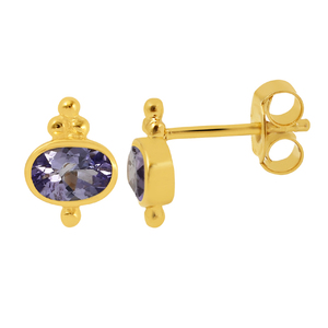 Pendientes chapados en oro de nueva moda con Plata de Ley 925 arcoíris piedra lunar Multi piedra CZ Stud pendiente - Product Image 4