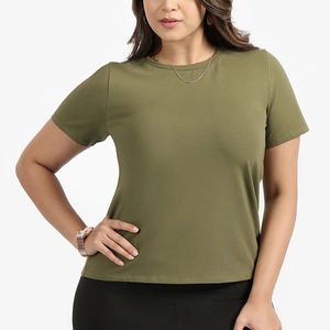 Camiseta ajustada de manga corta para mujer, Cuello clásico con estampado elegante a la moda, algodón suave, ligero, transpirable para el verano - Product Image 5