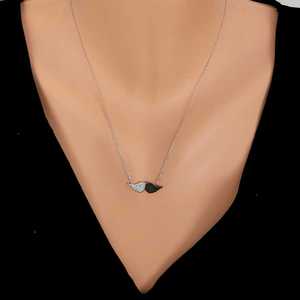 Collier Aile d'Ange en Argent Sterling 925 avec Pierres Roses, Noires et Blanches, Plaqué Rhodium et Or, Idée Cadeau Chrétien - Product Image 4