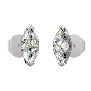 Boucles d'oreilles clous en moissanite 2 carats, coupe marquise, plaqué or massif 14 carats, certifiées IGI, pour femmes, fête, mariage, vente chaude - Product Image 1