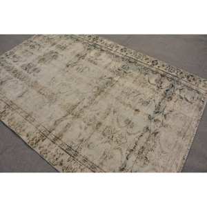 Alfombra Turca Vintage Beige Azul 5,2 X 7.6ft Lana Hecha A Mano con Pelo de Felpa Altura Forma Rectangular Patrón Abstracto para Dormitorio - Product Image 4