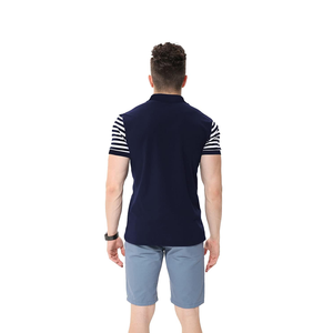 Polos décontractés col en O à manches courtes coupe ajustée pour hommes Design solide Vêtements grande taille-Logo personnalisable BD - Product Image 5