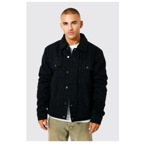 OEM Veste en jean décontractée pour hommes Manteau d'automne boutonné en veste en jean surdimensionnée noire - Product Image 4