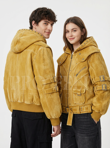 Hot Sale Top Quality Denim Hooded Jacket with <b>Belted</b> Sleeves & Pockets Trendy Fashion Street Wear Stone Washed Custom Hoodies - Product Image 2