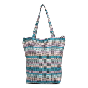 BP. Borsa Tote in Tela Multicolore Blu con Chiusura a Cerniera, Ricamo e Decorazione con Lettere, Fodera in PVC per Tutte le Stagioni - Product Image 1