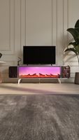Table basse cheminée électrique en bois, mobilier de salon moderne et luxueux avec panneau de connexion Bluetooth