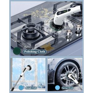 Spazzola Elettrica Senza Fili per Pulizia Doccia con Manico Lungo, Design in Plastica 7 in 1 per Pulizia Pavimenti, Piastrelle e Vasca - Product Image 3