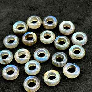 ลูกปัดพลอยลาบราโดไรต์สีน้ำเงินธรรมชาติ รูปทรงโดนัท แกะสลัก ขนาด 12 มม. - Product Image 4