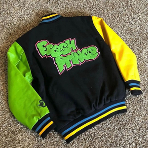 Chaqueta de Alta Calidad con Ribete en Contraste y Bordado Personalizado para Hombre, Chaqueta Universitaria de Béisbol con Parches y Graffiti - Product Image 6