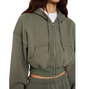 Ensemble 2 pièces avec fermeture éclair de qualité supérieure pour femmes, ensemble à manches longues, haut court, sweats à capuche et pantalon de jogging, derniers survêtements pour femmes - Product Image 5