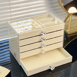 Boîte de rangement à bijoux rectangulaire exquise, 5 couches, grande capacité, pour colliers et boucles d'oreilles - Product Image 3