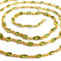 Vêtements de mariage de tous les jours 925 collier de chaîne à maillons en argent sterling à la mode péridot pierres précieuses plaqué or Style classique pour dames
