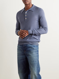 Wholesale Customizable High Quality Men's Shirt Solid Knitted Breathable Eco-Friendly Lightweight OEM Service Smart-Casual Long - Product Image 2