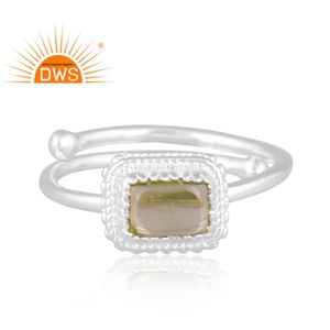 Newly Design Fine Sterling Silver Natural Peridot Gemstone <b>Adjustable</b> <b>Ring</b> Jewelry Manufacturer - Product Image 2