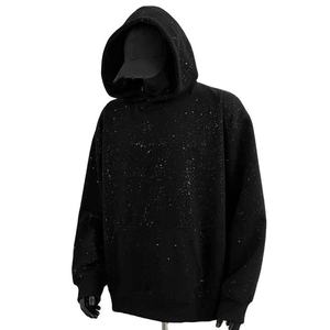Logo personnalisé 400GSM Sweat à capuche pour homme en éponge française lourde entièrement recouvert de strass pull vierge avec cordon de serrage sweats à capuche - Product Image 3