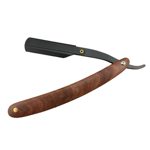 Maquinilla de afeitar de peluquero de alto grado, mango elegante de acero inoxidable, navajas manuales plegables de borde recto para peluquero, Color negro - Product Image 5