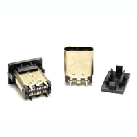 Connecteur vertical USB 3.1 Type C femelle SMT, adaptateur haute vitesse, contact en alliage de cuivre, finition étain UL94V-0 ignifuge, LCP
