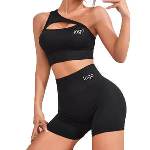 Ensembles de vêtements de sport 2 pièces solides avec logo personnalisé pour femmes - Product Image 5