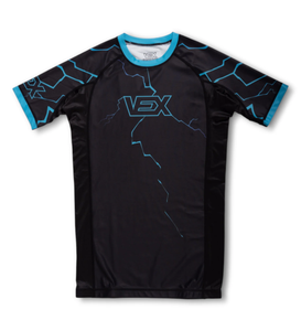 Camiseta de Manga Corta Azul Shock Rash Guard, Nueva Colección 2025, la Mejor Calidad, Lisa, para MMA, para Hombre - Product Image 1