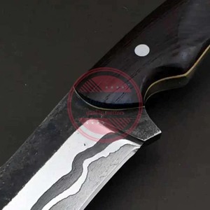 Cuchillo de caza de Damasco, hoja fija hecha a mano, cuchillos de caza para acampar de acero de Damasco con Funda de cuero - Product Image 5