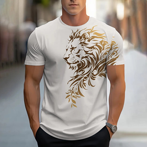 Camiseta de Verano para Hombre, Estilo Hip Hop, Cuello en V, Transpirable, de Media Manga, Tejida, 100% Algodón - Product Image 1