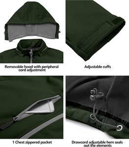 Cómoda chaqueta impermeable Softshell para exteriores para hombre, a prueba de viento, con cuello levantado, cierre de cremallera, venta al por mayor - Product Image 5