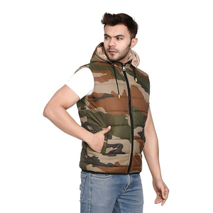 Gilet matelassé d'hiver décontracté à la vente chaude avec capuche respirante, design camouflage, fermeture éclair coupe-vent, réversible, logo personnalisé - Product Image 2