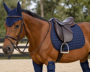 Tough Tack Tapis de selle pour saut d'obstacles, Bonnet d'oreille, Bottes de protection, Cloches de protection |   Tissu en néoprène respirant et coton |   Anglais - Product Image 5