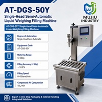 Machine de remplissage semi-automatique à tête unique contrôlée par PLC pour liquides, 5-50 kg, AT-DGS-50Y, remplisseuse industrielle pour seaux et fûts en verre