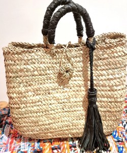 Bolso con asas de cuero trenzado, cesta con asas de cuero, regalo para ella, artesanía marroquí, hecho a mano - Product Image 4