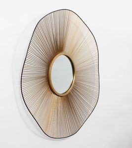 Miroir mural rond en métal d'inspiration moderne et vintage, cadre artisanal pour entrée, couloir ou dressing, murs - Product Image 5