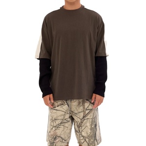 เสื้อยืดดีไซน์กราฟิกทรงหลวมไซส์ใหญ่พิเศษ รุ่นใหม่ล่าสุด ผ้าหนา 250 กรัม สไตล์สตรีทแวร์ ตกแต่งแถบแขนเสื้อแบบวินเทจ ทรงยาว - Product Image 2